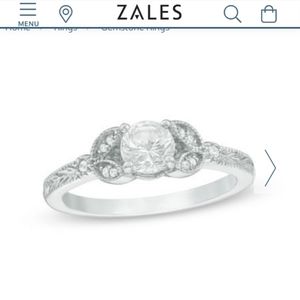Zales 5.0mm White Sapphire Sterling Silver Ring
